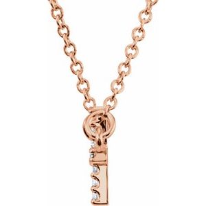 14K Rose .07 CTW Natural Diamond Sideways Cross 16-18" Necklace