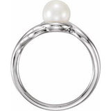 Platinum Cultured White Freshwater Pearl Ring