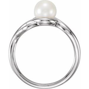 Platinum Cultured White Freshwater Pearl Ring