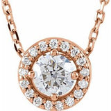 14K Rose 1/5 CTW Natural Diamond Halo-Style 16" Necklace