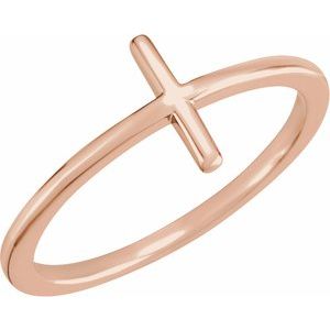 14K Rose Sideways Cross Ring