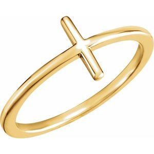 14K Yellow Sideways Cross Ring