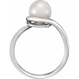 14K White Cultured White Freshwater Pearl Ring
