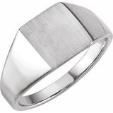 Platinum 12x10 mm Rectangle Signet Ring