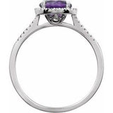 Sterling Silver Natural Amethyst & .01 CTW Natural Diamond Ring