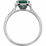 Sterling Silver Lab-Grown Emerald & .01 CTW Natural Diamond Ring
