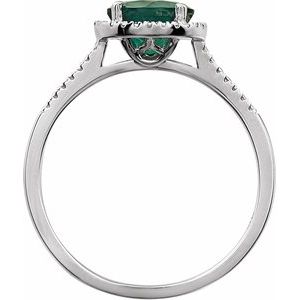 Sterling Silver Lab-Grown Emerald & .01 CTW Natural Diamond Ring