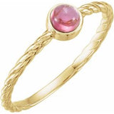14K Yellow Natural Pink Tourmaline Cabochon Ring