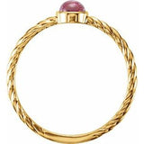14K Yellow Natural Pink Tourmaline Cabochon Ring