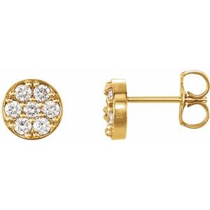 14K Yellow 3/8 CTW Natural Diamond Cluster Earrings