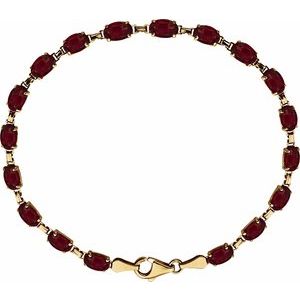 14K Yellow Natural Mozambique Garnet 7.25" Bracelet