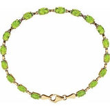 14K Yellow Natural Peridot 7.25" Bracelet