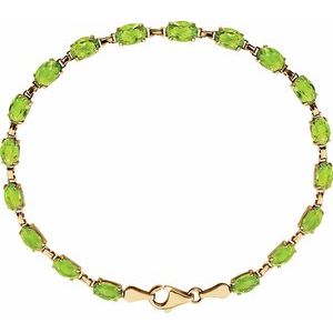 14K Yellow Natural Peridot 7.25" Bracelet
