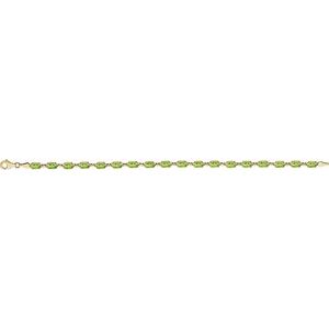 14K Yellow Natural Peridot 7.25" Bracelet
