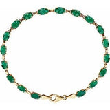 14K Yellow Lab-Grown Emerald 7.25" Bracelet