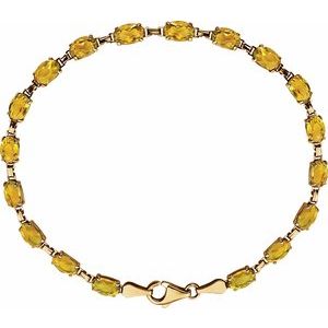 14K Yellow Natural Citrine 7.25" Bracelet