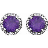 Sterling Silver Natural Amethyst & .01 CTW Natural Diamond Earrings