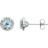 Sterling Silver Natural Aquamarine & .01 CTW Natural Diamond Earrings