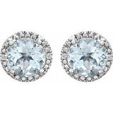 Sterling Silver Natural Aquamarine & .01 CTW Natural Diamond Earrings