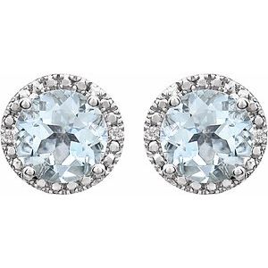 Sterling Silver Natural Aquamarine & .01 CTW Natural Diamond Earrings