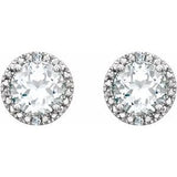 Sterling Silver Lab-Grown White Sapphire & .01 CTW Natural Diamond Earrings
