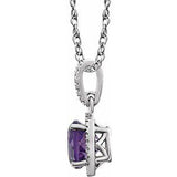 Sterling Silver Natural Amethyst & .01 CTW Natural Diamond 18" Necklace
