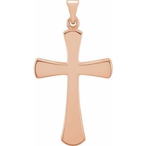 14K Rose Cross Pendant