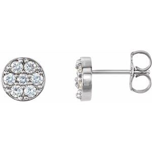 14K White 3/8 CTW Natural Diamond Cluster Earrings
