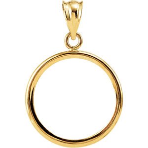 14K Yellow Coin Frame Bezel Pendant Mounting for 16.4x1.1 mm Coin
