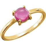 14K Yellow 6 mm Round Natural Pink Tourmaline Cabochon Ring