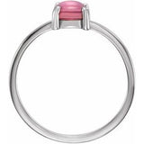 14K White 6 mm Round Natural Pink Tourmaline Cabochon Ring