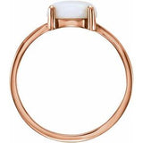 14K Rose 8 mm Round Natural Opal Cabochon Ring
