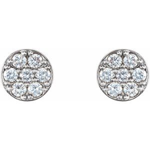 14K White 3/8 CTW Natural Diamond Cluster Earrings