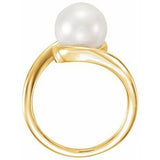 14K Yellow 7.5-8.0 mm Cultured White Freshwater Pearl Ring