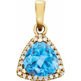 14K Yellow Natural Swiss Blue Topaz & 1/10 CTW Natural Diamond Pendant