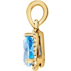 14K Yellow Natural Swiss Blue Topaz & 1/10 CTW Natural Diamond Pendant