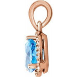 14K Rose Natural Swiss Blue Topaz & 1/10 CTW Natural Diamond Pendant
