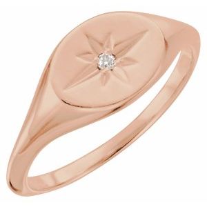 14K Rose .02 CT Natural Diamond Ring