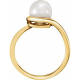 14K Yellow Cultured White Freshwater Pearl Ring