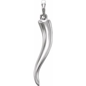 14K White Italian Horn Pendant