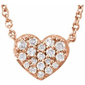14K Rose 1/10 CTW Natural Diamond Heart 18" Necklace