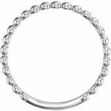 14K White 2 mm Stackable Beaded Ring