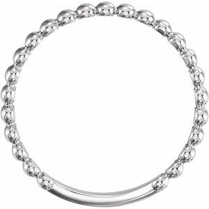 14K White 2 mm Stackable Beaded Ring