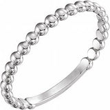 14K White 2 mm Stackable Beaded Ring
