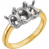 14K Yellow & Platinum Three-Stone Engagement Ring Mounting