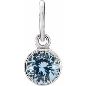 14K White Posh Mommy® Imitation Aquamarine Charm/Pendant