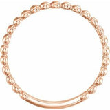 14K Rose 2 mm Stackable Beaded Ring