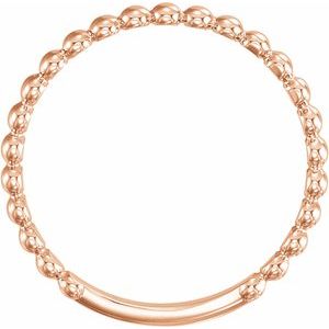 14K Rose 2 mm Stackable Beaded Ring