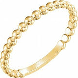 14K Yellow 2 mm Stackable Beaded Ring