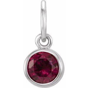 14K White Posh Mommy® Imitation Garnet Charm/Pendant